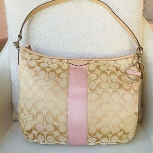 COACH Signature Stripe Hobo Shoulder & Crossbody Bag 💝 AMAZING CONDITION